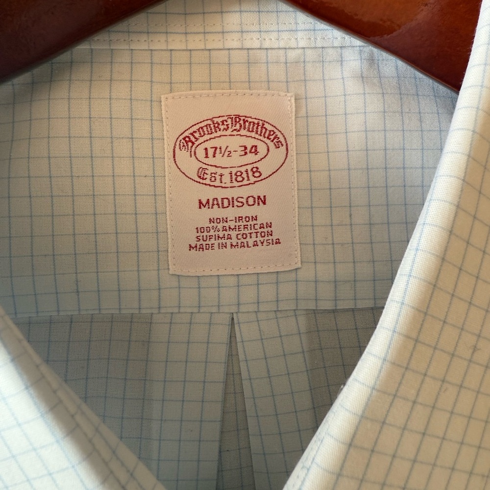 Brooks Brothers Men's Blue Check Dress Shirt - Picture 4 of 8